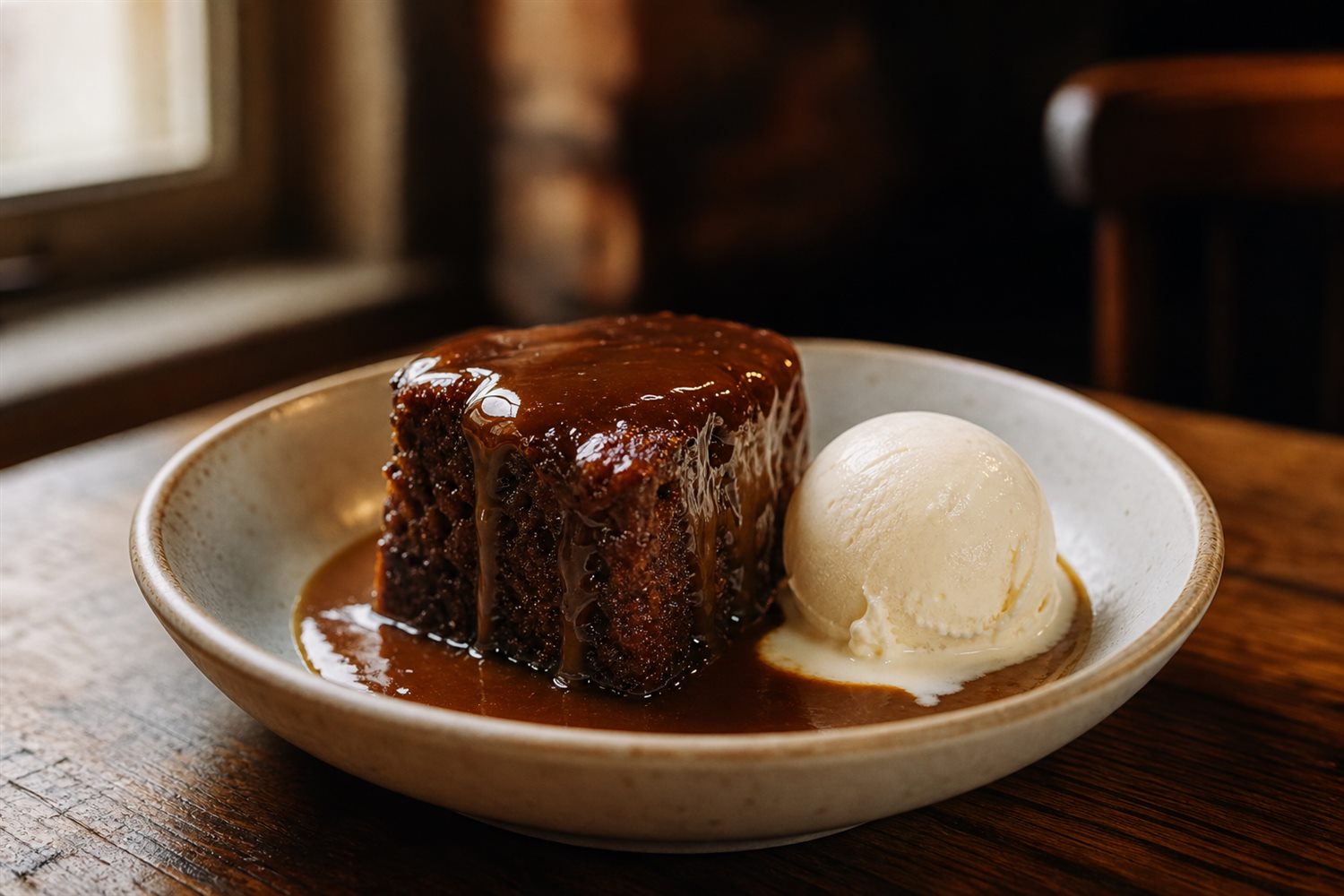 Sticky toffee pudding dessert concept