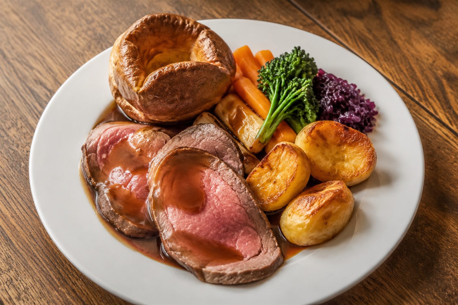 Roast Herefordshire beef Sunday lunch concept